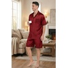 image:imageEkouaer Men Satin Silk Pajamas Set with Pockets Sleepwear Shorts Satin Summer Loungewear 2 Piece Button Down Set S3XLBurgundy Black