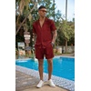 image:imageEkouaer Men Satin Silk Pajamas Set with Pockets Sleepwear Shorts Satin Summer Loungewear 2 Piece Button Down Set S3XLBurgundy Black