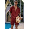 image:imageEkouaer Men Satin Silk Pajamas Set with Pockets Sleepwear Shorts Satin Summer Loungewear 2 Piece Button Down Set S3XLBurgundy Black