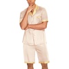 image:imageEkouaer Men Satin Silk Pajamas Set with Pockets Sleepwear Shorts Satin Summer Loungewear 2 Piece Button Down Set S3XLChampagne