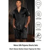 image:imageEkouaer Men Satin Silk Pajamas Set with Pockets Sleepwear Shorts Satin Summer Loungewear 2 Piece Button Down Set S3XLFloral Embossing