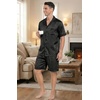 image:imageEkouaer Men Satin Silk Pajamas Set with Pockets Sleepwear Shorts Satin Summer Loungewear 2 Piece Button Down Set S3XLFloral Embossing