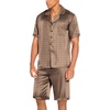 image:imageEkouaer Men Satin Silk Pajamas Set with Pockets Sleepwear Shorts Satin Summer Loungewear 2 Piece Button Down Set S3XLGeometric Gold