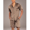 image:imageEkouaer Men Satin Silk Pajamas Set with Pockets Sleepwear Shorts Satin Summer Loungewear 2 Piece Button Down Set S3XLGeometric Gold