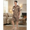 image:imageEkouaer Men Satin Silk Pajamas Set with Pockets Sleepwear Shorts Satin Summer Loungewear 2 Piece Button Down Set S3XLGeometric Gold