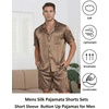 image:imageEkouaer Men Satin Silk Pajamas Set with Pockets Sleepwear Shorts Satin Summer Loungewear 2 Piece Button Down Set S3XLGeometric Gold