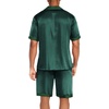 image:imageEkouaer Men Satin Silk Pajamas Set with Pockets Sleepwear Shorts Satin Summer Loungewear 2 Piece Button Down Set S3XLGreen Striped