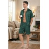 image:imageEkouaer Men Satin Silk Pajamas Set with Pockets Sleepwear Shorts Satin Summer Loungewear 2 Piece Button Down Set S3XLGreen Striped