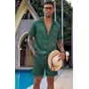 image:imageEkouaer Men Satin Silk Pajamas Set with Pockets Sleepwear Shorts Satin Summer Loungewear 2 Piece Button Down Set S3XLGreen Striped