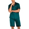 image:imageEkouaer Men Satin Silk Pajamas Set with Pockets Sleepwear Shorts Satin Summer Loungewear 2 Piece Button Down Set S3XLLake Green