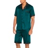image:imageEkouaer Men Satin Silk Pajamas Set with Pockets Sleepwear Shorts Satin Summer Loungewear 2 Piece Button Down Set S3XLLake Green