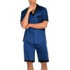 image:imageEkouaer Men Satin Silk Pajamas Set with Pockets Sleepwear Shorts Satin Summer Loungewear 2 Piece Button Down Set S3XLNavy Blue