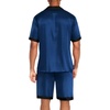 image:imageEkouaer Men Satin Silk Pajamas Set with Pockets Sleepwear Shorts Satin Summer Loungewear 2 Piece Button Down Set S3XLNavy Blue