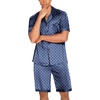 image:imageEkouaer Men Satin Silk Pajamas Set with Pockets Sleepwear Shorts Satin Summer Loungewear 2 Piece Button Down Set S3XLNavy Blue Geometry