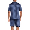 image:imageEkouaer Men Satin Silk Pajamas Set with Pockets Sleepwear Shorts Satin Summer Loungewear 2 Piece Button Down Set S3XLNavy Blue Geometry