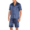image:imageEkouaer Men Satin Silk Pajamas Set with Pockets Sleepwear Shorts Satin Summer Loungewear 2 Piece Button Down Set S3XLNavy Blue Geometry