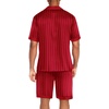 image:imageEkouaer Men Satin Silk Pajamas Set with Pockets Sleepwear Shorts Satin Summer Loungewear 2 Piece Button Down Set S3XLRed Striped