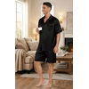 image:imageEkouaer Men Satin Silk Pajamas Set with Pockets Sleepwear Shorts Satin Summer Loungewear 2 Piece Button Down Set S3XLStripe Black
