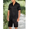 image:imageEkouaer Men Satin Silk Pajamas Set with Pockets Sleepwear Shorts Satin Summer Loungewear 2 Piece Button Down Set S3XLStripe Black