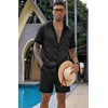 image:imageEkouaer Men Satin Silk Pajamas Set with Pockets Sleepwear Shorts Satin Summer Loungewear 2 Piece Button Down Set S3XLStripe Black