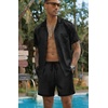 image:imageEkouaer Men Satin Silk Pajamas Set with Pockets Sleepwear Shorts Satin Summer Loungewear 2 Piece Button Down Set S3XLStripe Black