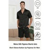 image:imageEkouaer Men Satin Silk Pajamas Set with Pockets Sleepwear Shorts Satin Summer Loungewear 2 Piece Button Down Set S3XLStripe Black