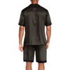 image:imageEkouaer Men Satin Silk Pajamas Set with Pockets Sleepwear Shorts Satin Summer Loungewear 2 Piece Button Down Set S3XLStripe Black Gold