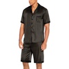 image:imageEkouaer Men Satin Silk Pajamas Set with Pockets Sleepwear Shorts Satin Summer Loungewear 2 Piece Button Down Set S3XLStripe Black Gold