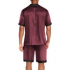 image:imageEkouaer Men Satin Silk Pajamas Set with Pockets Sleepwear Shorts Satin Summer Loungewear 2 Piece Button Down Set S3XLWine Red