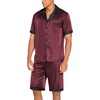 image:imageEkouaer Men Satin Silk Pajamas Set with Pockets Sleepwear Shorts Satin Summer Loungewear 2 Piece Button Down Set S3XLWine Red