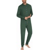 image:imageEkouaer Mens One Piece Pajama Thermal Full Button Union Suit Long Sleeve Onesie with Button Flap SXXLArmy Green