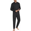 image:imageEkouaer Mens One Piece Pajama Thermal Full Button Union Suit Long Sleeve Onesie with Button Flap SXXLBlack