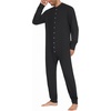 image:imageEkouaer Mens One Piece Pajama Thermal Full Button Union Suit Long Sleeve Onesie with Button Flap SXXLBlack