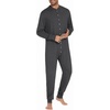 image:imageEkouaer Mens One Piece Pajama Thermal Full Button Union Suit Long Sleeve Onesie with Button Flap SXXLDark Grey