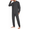 image:imageEkouaer Mens One Piece Pajama Thermal Full Button Union Suit Long Sleeve Onesie with Button Flap SXXLDark Grey