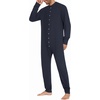 image:imageEkouaer Mens One Piece Pajama Thermal Full Button Union Suit Long Sleeve Onesie with Button Flap SXXLNavy Blue