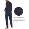 image:imageEkouaer Mens One Piece Pajama Thermal Full Button Union Suit Long Sleeve Onesie with Button Flap SXXLNavy Blue