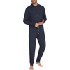 image:imageEkouaer Mens One Piece Pajama Thermal Full Button Union Suit Long Sleeve Onesie with Button Flap SXXLNavy Blue