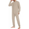 image:imageEkouaer Mens One Piece Pajama Thermal Full Button Union Suit Long Sleeve Onesie with Button Flap SXXLOatmeal
