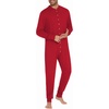 image:imageEkouaer Mens One Piece Pajama Thermal Full Button Union Suit Long Sleeve Onesie with Button Flap SXXLRed