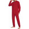 image:imageEkouaer Mens One Piece Pajama Thermal Full Button Union Suit Long Sleeve Onesie with Button Flap SXXLRed
