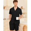 image:imageEkouaer Mens Pajamas Set Short Sleeve Sleepwear Button Down Soft Loungewear 2 Piece Pj Shorts Sets with PocketsBlack