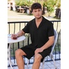 image:imageEkouaer Mens Pajamas Set Short Sleeve Sleepwear Button Down Soft Loungewear 2 Piece Pj Shorts Sets with PocketsBlack