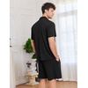 image:imageEkouaer Mens Pajamas Set Short Sleeve Sleepwear Button Down Soft Loungewear 2 Piece Pj Shorts Sets with PocketsBlack