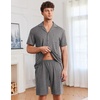 image:imageEkouaer Mens Pajamas Set Short Sleeve Sleepwear Button Down Soft Loungewear 2 Piece Pj Shorts Sets with PocketsDark Grey