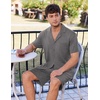 image:imageEkouaer Mens Pajamas Set Short Sleeve Sleepwear Button Down Soft Loungewear 2 Piece Pj Shorts Sets with PocketsDark Grey