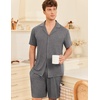 image:imageEkouaer Mens Pajamas Set Short Sleeve Sleepwear Button Down Soft Loungewear 2 Piece Pj Shorts Sets with PocketsDark Grey