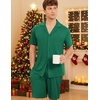 image:imageEkouaer Mens Pajamas Set Short Sleeve Sleepwear Button Down Soft Loungewear 2 Piece Pj Shorts Sets with PocketsGreen