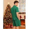 image:imageEkouaer Mens Pajamas Set Short Sleeve Sleepwear Button Down Soft Loungewear 2 Piece Pj Shorts Sets with PocketsGreen