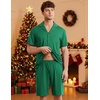 image:imageEkouaer Mens Pajamas Set Short Sleeve Sleepwear Button Down Soft Loungewear 2 Piece Pj Shorts Sets with PocketsGreen